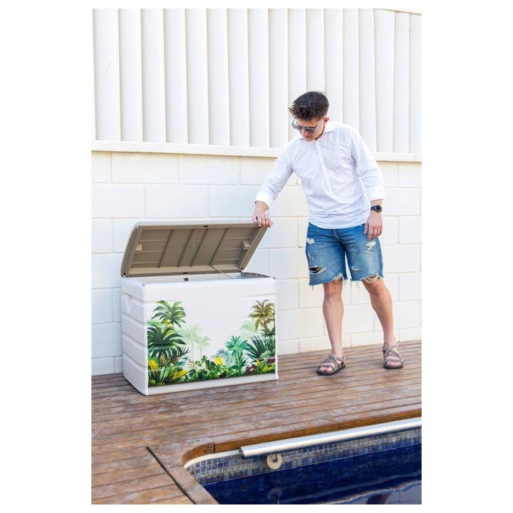 Coffre de rangement - PLASTIKEN - 260 L - 80 x 61 x 53 cm - Tropical