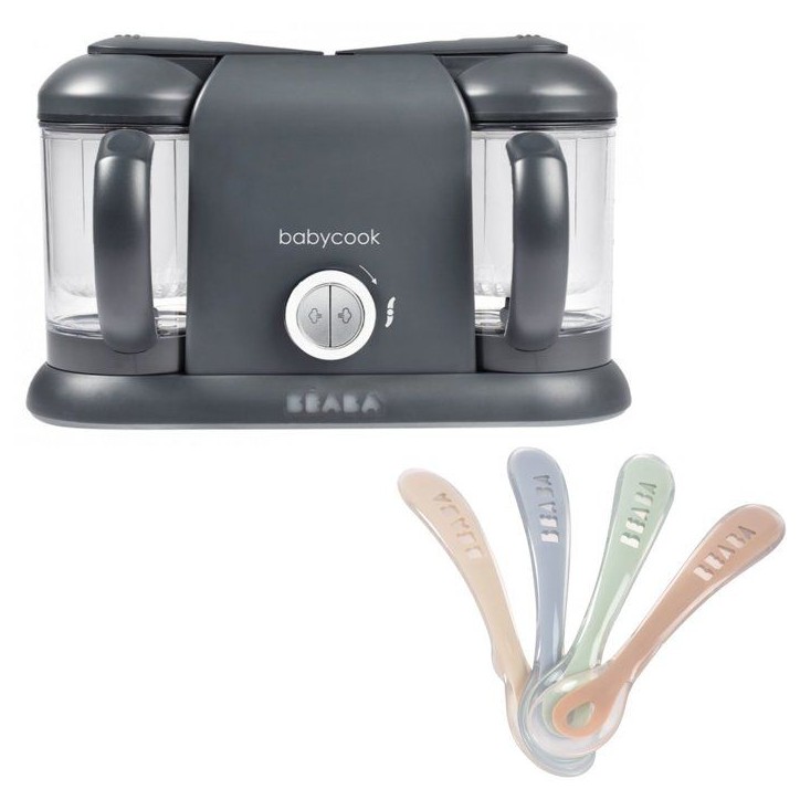 Pack robot cuiseur multifonction Babycook Duo + lot de cuilleres - BEABA - Robot 6-en-1 Gris foncé - Cuilleres silicone 1er âg Pack robot cuiseur multifonction Babycook Duo + lot de cuilleres - BEABA - Robot 6-en-1 Gris foncé - Cuilleres silicone 1er âg