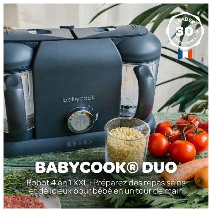Pack robot cuiseur multifonction Babycook Duo + lot de cuilleres - BEABA - Robot 6-en-1 Gris foncé - Cuilleres silicone 1er âg Pack robot cuiseur multifonction Babycook Duo + lot de cuilleres - BEABA - Robot 6-en-1 Gris foncé - Cuilleres silicone 1er âg