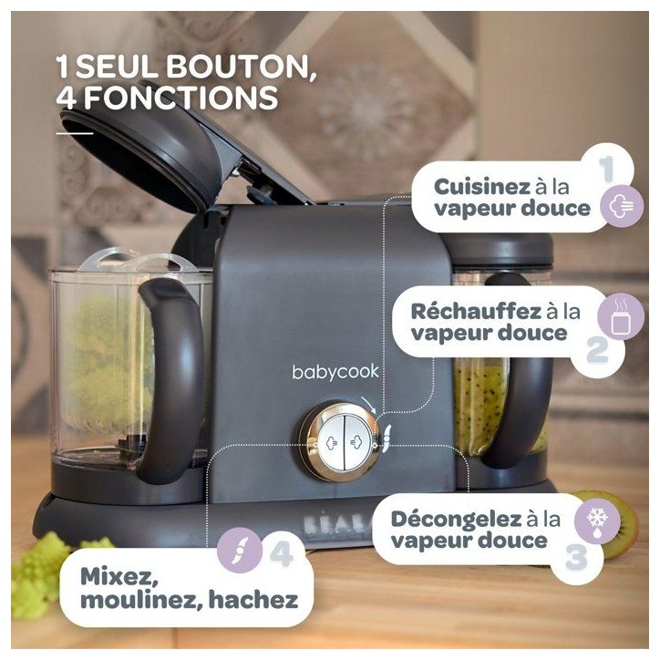 Pack robot cuiseur multifonction Babycook Duo + lot de cuilleres - BEABA - Robot 6-en-1 Gris foncé - Cuilleres silicone 1er âg Pack robot cuiseur multifonction Babycook Duo + lot de cuilleres - BEABA - Robot 6-en-1 Gris foncé - Cuilleres silicone 1er âg