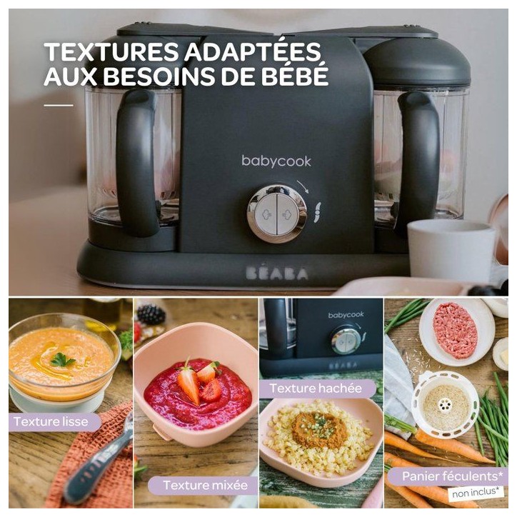 Pack robot cuiseur multifonction Babycook Duo + lot de cuilleres - BEABA - Robot 6-en-1 Gris foncé - Cuilleres silicone 1er âg Pack robot cuiseur multifonction Babycook Duo + lot de cuilleres - BEABA - Robot 6-en-1 Gris foncé - Cuilleres silicone 1er âg