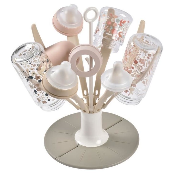 Egoutte-biberons pliable Flower - BEABA - Jusqu'a 8 biberons - Argile Egoutte-biberons pliable Flower - BEABA - Jusqu'a 8 biberons - Argile