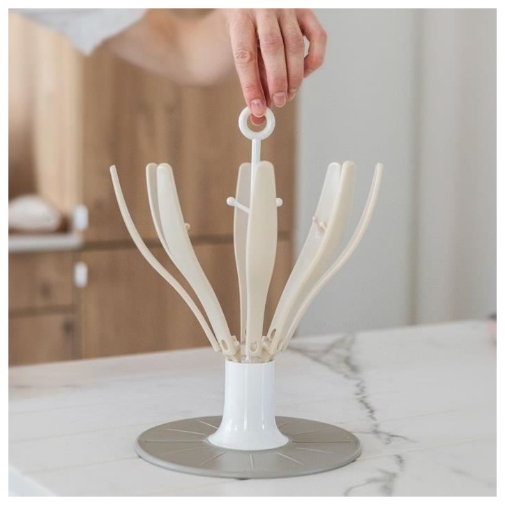Egoutte-biberons pliable Flower - BEABA - Jusqu'a 8 biberons - Argile Egoutte-biberons pliable Flower - BEABA - Jusqu'a 8 biberons - Argile