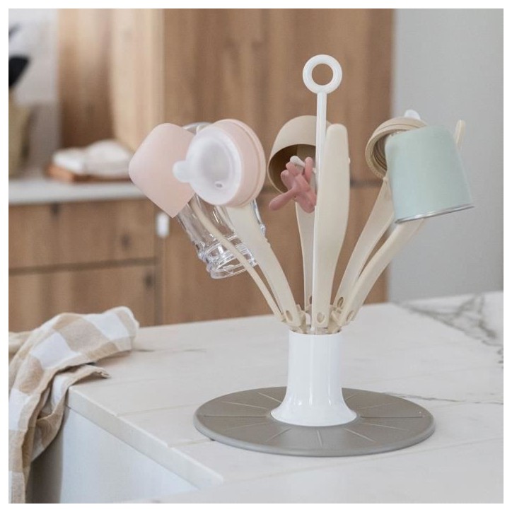 Egoutte-biberons pliable Flower - BEABA - Jusqu'a 8 biberons - Argile Egoutte-biberons pliable Flower - BEABA - Jusqu'a 8 biberons - Argile