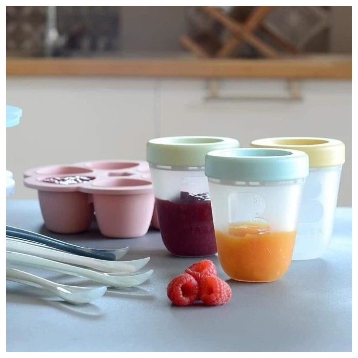 BEABA Multiportions en silicone de qualité premium, résistance thermique, couvercle hermétique, Fabriqué en Italie, 6x90 ml BEABA Multiportions en silicone de qualité premium, résistance thermique, couvercle hermétique, Fabriqué en Italie, 6x90 ml