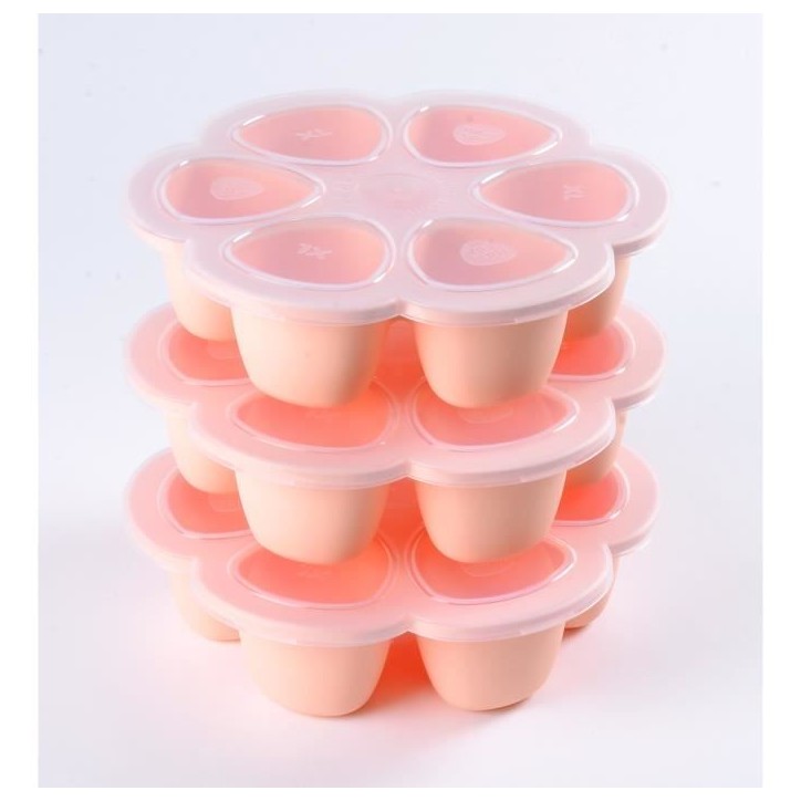 BEABA Multiportions en silicone de qualité premium, résistance thermique, couvercle hermétique, Fabriqué en Italie, 6x150 ml