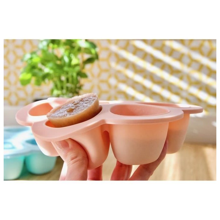 BEABA Multiportions en silicone de qualité premium, résistance thermique, couvercle hermétique, Fabriqué en Italie, 6x150 ml