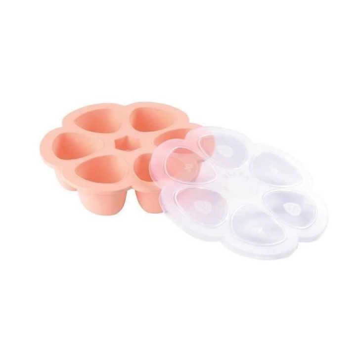 BEABA Multiportions en silicone de qualité premium, résistance thermique, couvercle hermétique, Fabriqué en Italie, 6x150 ml