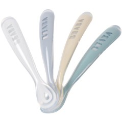 Lot de 4 cuilleres - BEABA - 1er âge - En silicone - Set Galet / Bleu
