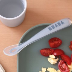Lot de 4 cuilleres - BEABA - 1er âge - En silicone - Set Galet / Bleu