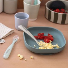 Lot de 4 cuilleres - BEABA - 1er âge - En silicone - Set Galet / Bleu