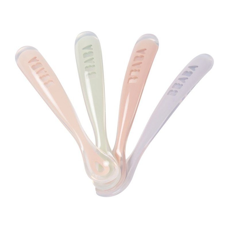 Lot de 4 cuilleres - BEABA - 1er âge - En silicone - Set Barbe a papa