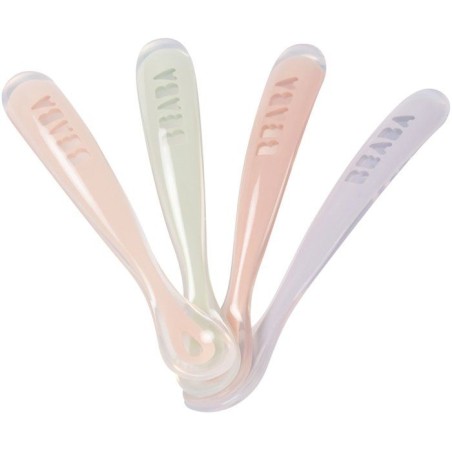 Lot de 4 cuilleres - BEABA - 1er âge - En silicone - Set Barbe a papa