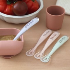 Lot de 4 cuilleres - BEABA - 1er âge - En silicone - Set Barbe a papa