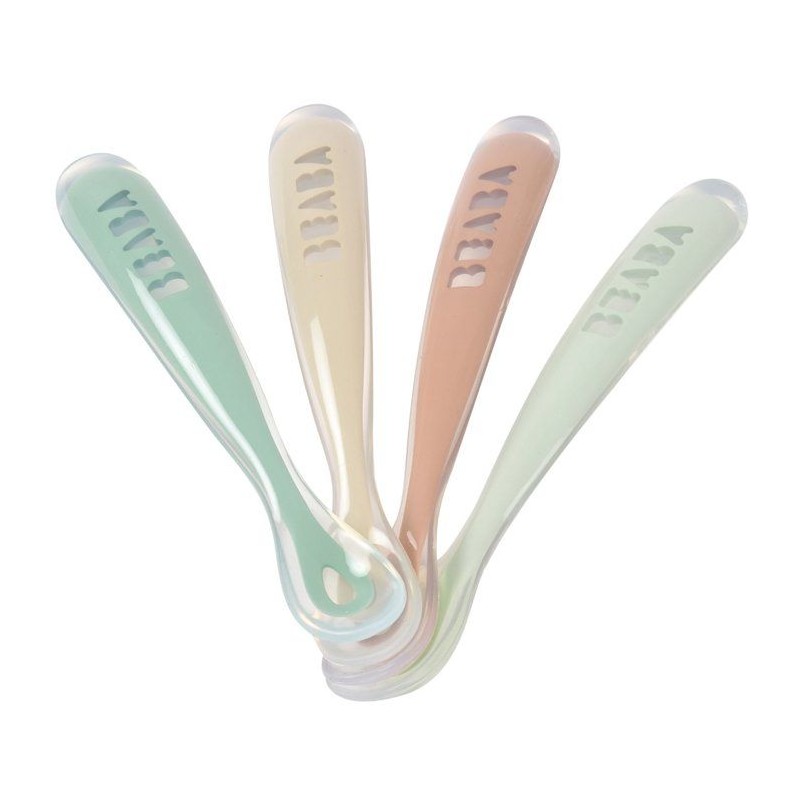 Lot de 4 cuilleres - BEABA - 1er âge - En silicone - Natural set