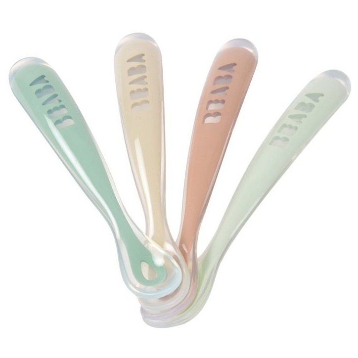 Lot de 4 cuilleres - BEABA - 1er âge - En silicone - Natural set