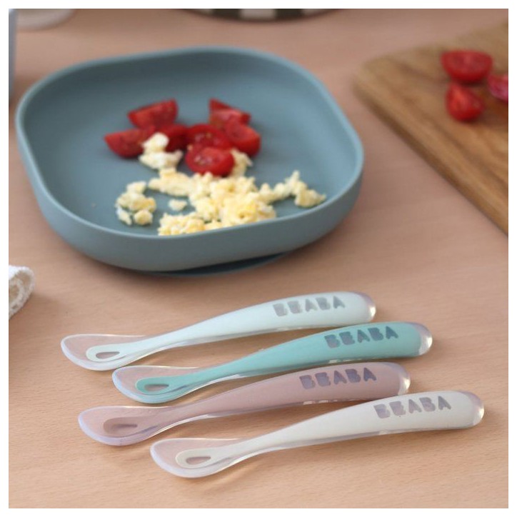 Lot de 4 cuilleres - BEABA - 1er âge - En silicone - Natural set