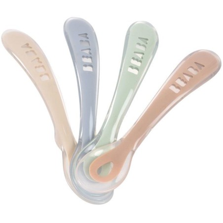 Lot de 4 cuilleres - BEABA - 2eme âge - En silicone - Natural set