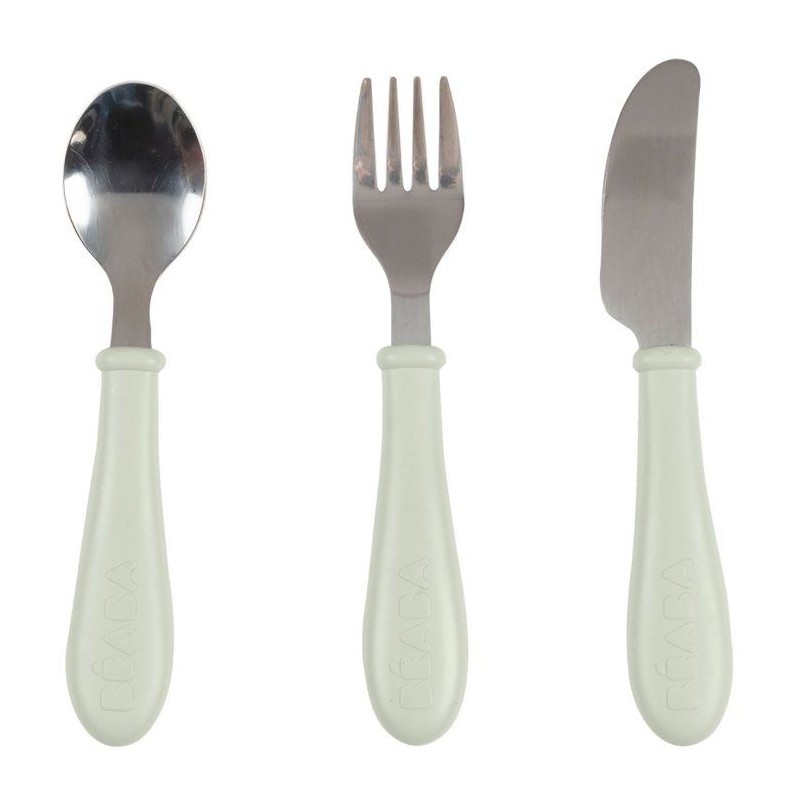 Set 3 couverts - BEABA - Inox - Vert de gris