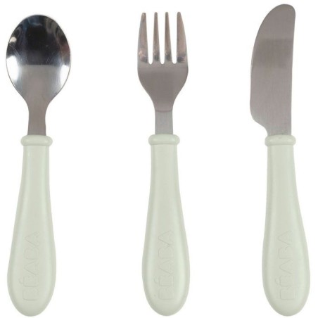 Set 3 couverts - BEABA - Inox - Vert de gris