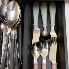 Set 3 couverts - BEABA - Inox - Vert de gris