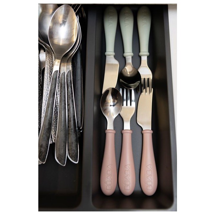 Set 3 couverts - BEABA - Inox - Barbe a papa Set 3 couverts - BEABA - Inox - Barbe a papa