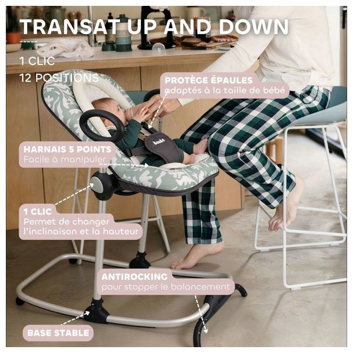 Transat - BEABA - Up & Down I - Réglable en hauteur - Playprint Nature Transat - BEABA - Up & Down I - Réglable en hauteur - Playprint Nature
