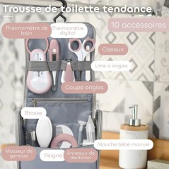 Trousse de toilette - BEABA - 10 accessoires - Vieux rose
