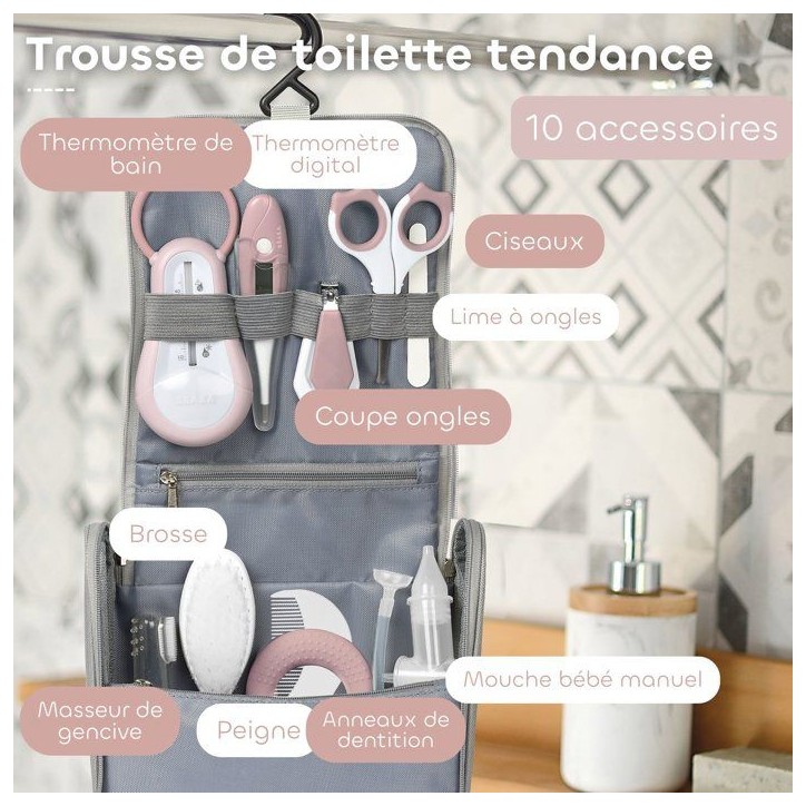 Trousse de toilette - BEABA - 10 accessoires - Vieux rose Trousse de toilette - BEABA - 10 accessoires - Vieux rose