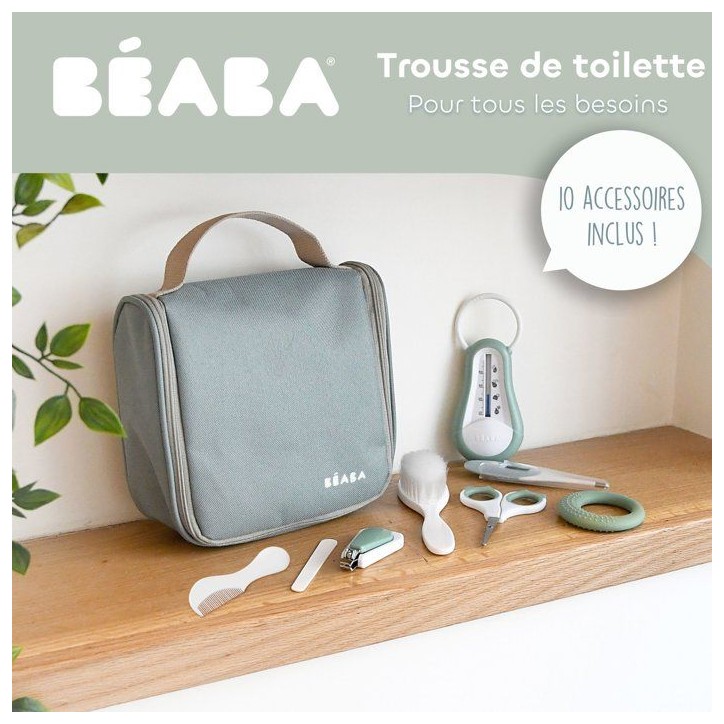 Trousse de toilette - BEABA - 10 accessoires - Vert sauge Trousse de toilette - BEABA - 10 accessoires - Vert sauge