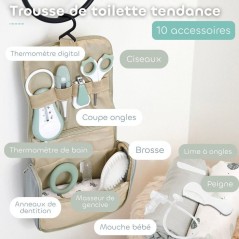 Trousse de toilette - BEABA - 10 accessoires - Vert sauge