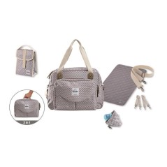 BEABA, Sac a langer Genéve II, Modulable, Grande contenance, Rangements multiples, Pochette avant amovible, Gris