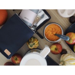 BEABA, Pochette repas isotherme Bleu marine / stripes
