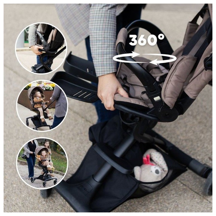BEABA - Poussette - Baby Cruiser 360° - 4 roues - Pralin BEABA - Poussette - Baby Cruiser 360° - 4 roues - Pralin