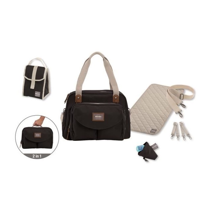 BEABA, Sac a langer Genéve II, Modulable, Grande contenance, Rangements multiples, Pochette avant amovible, Noir BEABA, Sac a langer Genéve II, Modulable, Grande contenance, Rangements multiples, Pochette avant amovible, Noir