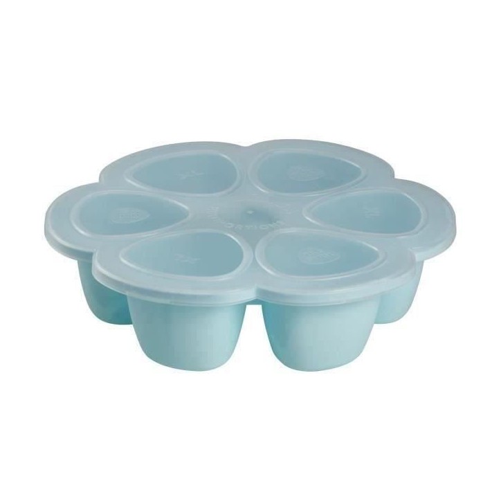 BEABA Multiportions en silicone de qualité premium, résistance thermique, couvercle hermétique, Fabriqué en Italie, 6x150 ml
