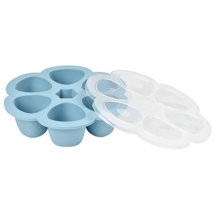 BEABA Multiportions en silicone de qualité premium, résistance thermique, couvercle hermétique, Fabriqué en Italie, 6x90 ml