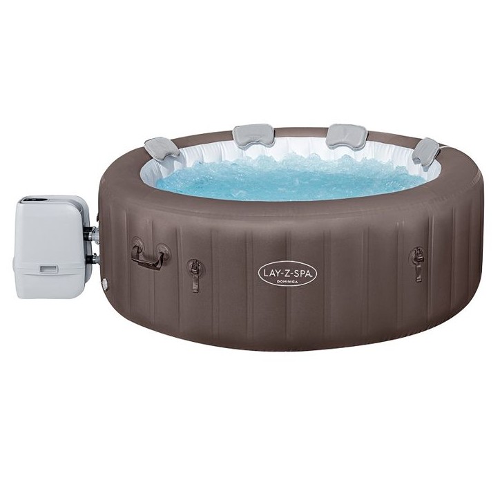 Spa gonflable BESTWAY - Lay-Z-Spa Dominica - 140 airjets - 196 x 71 cm - 4 a 6 places - Rond (couverture, cartouche, 4 appuie-te