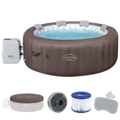 Spa gonflable BESTWAY - Lay-Z-Spa Dominica - 140 airjets - 196 x 71 cm - 4 a 6 places - Rond (couverture, cartouche, 4 appuie-te