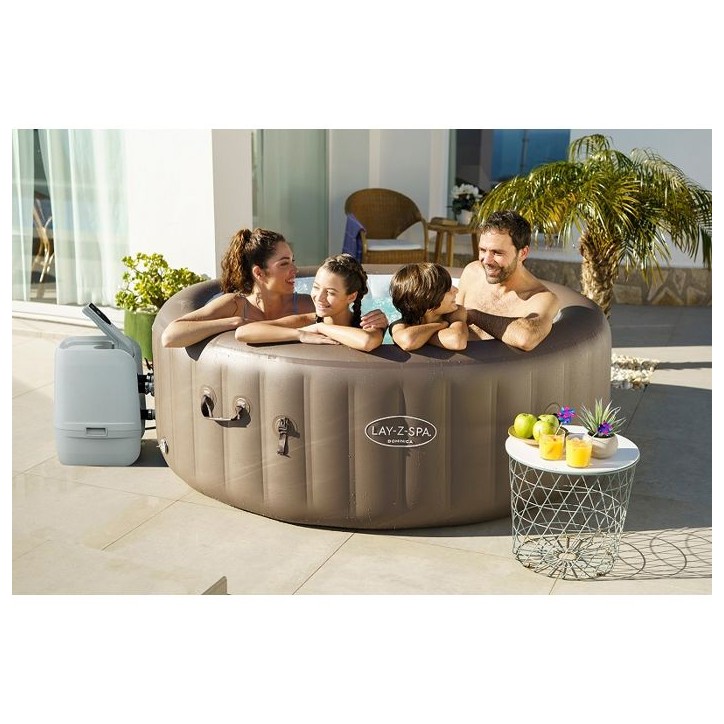 Spa gonflable BESTWAY - Lay-Z-Spa Dominica - 140 airjets - 196 x 71 cm - 4 a 6 places - Rond (couverture, cartouche, 4 appuie-te