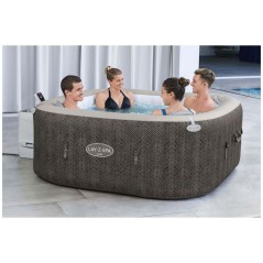 Spa gonflable BESTWAY - Lay-Z-Spa Cabo - 140 airjets - 180x180x71 cm - 4 a 6 places - Carré (couverture, cartouche, 4 appuie-te
