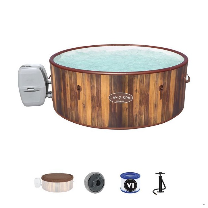 Spa gonflable BESTWAY - Lay-Z-Spa Helsinki - 180 airjets - 180 x 66 cm - 5 a 7 places - Rond (couverture, cartouche, diffuseur) Spa gonflable BESTWAY - Lay-Z-Spa Helsinki - 180 airjets - 180 x 66 cm - 5 a 7 places - Rond (couverture, cartouche, diffuseur)