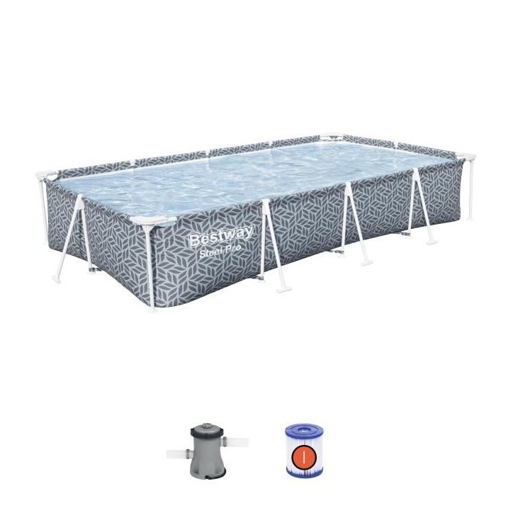 Kit Piscine hors sol tubulaire BESTWAY - Steel Pro™ - 366 x 201 x 66 cm - Rectangulaire (Inclus épurateur a Cartouche) Kit Piscine hors sol tubulaire BESTWAY - Steel Pro™ - 366 x 201 x 66 cm - Rectangulaire (Inclus épurateur a Cartouche)
