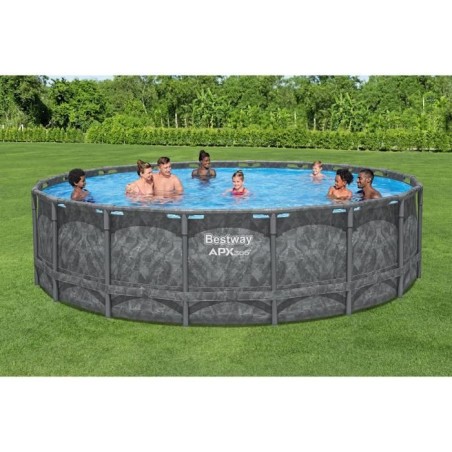Kit Piscine hors sol tubulaire BESTWAY - APX 365™ - 549 x 132 cm - Ronde (Filtre a sable, 250 g polysphere, échelle, bâche)