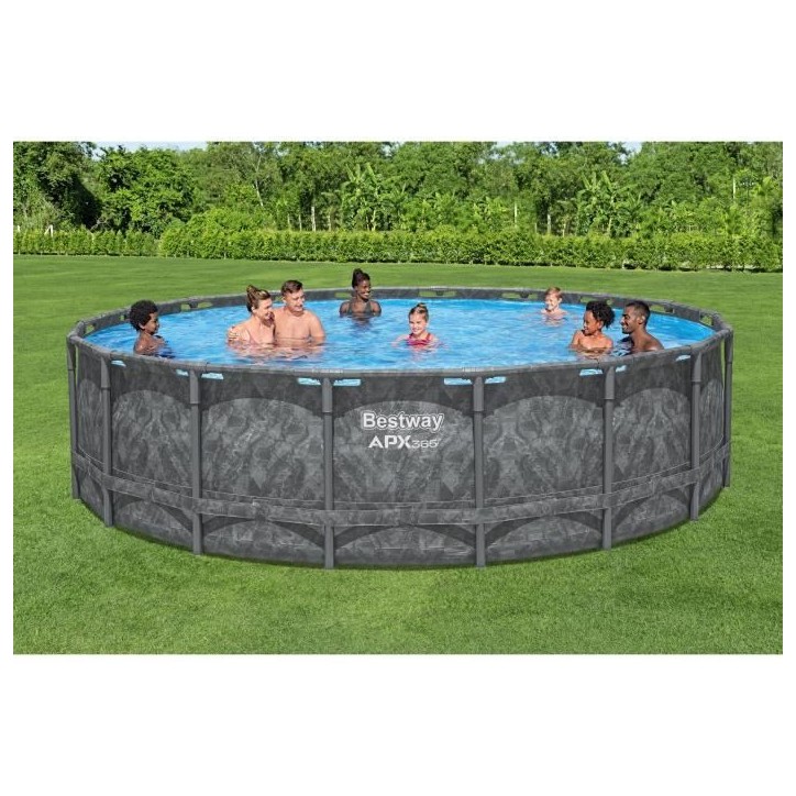 Kit Piscine hors sol tubulaire BESTWAY - APX 365™ - 549 x 132 cm - Ronde (Filtre a sable, 250 g polysphere, échelle, bâche) Kit Piscine hors sol tubulaire BESTWAY - APX 365™ - 549 x 132 cm - Ronde (Filtre a sable, 250 g polysphere, échelle, bâche)