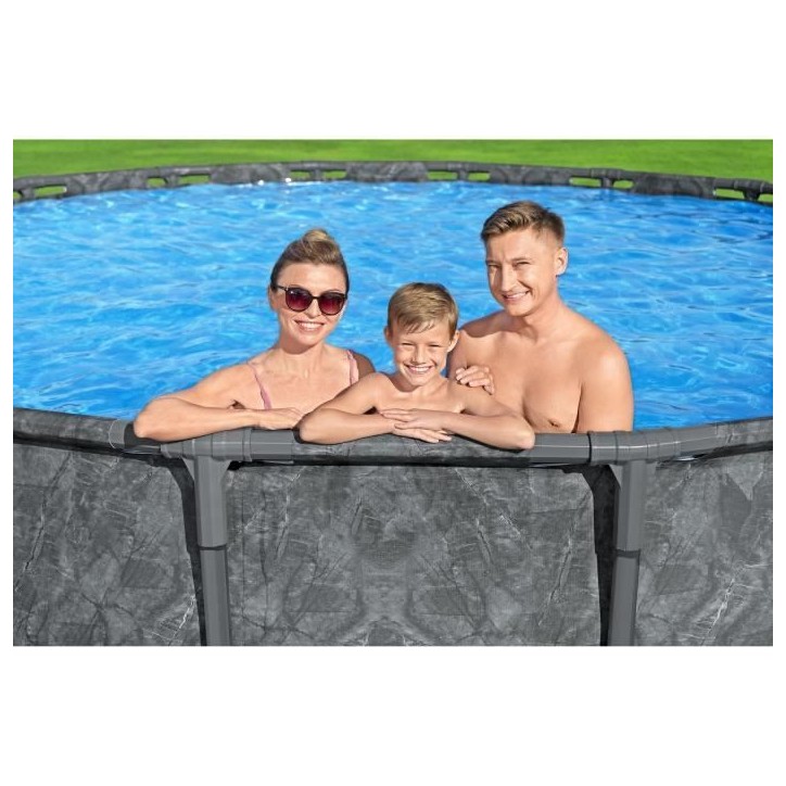 Kit Piscine hors sol tubulaire BESTWAY - APX 365™ - 549 x 132 cm - Ronde (Filtre a sable, 250 g polysphere, échelle, bâche) Kit Piscine hors sol tubulaire BESTWAY - APX 365™ - 549 x 132 cm - Ronde (Filtre a sable, 250 g polysphere, échelle, bâche)