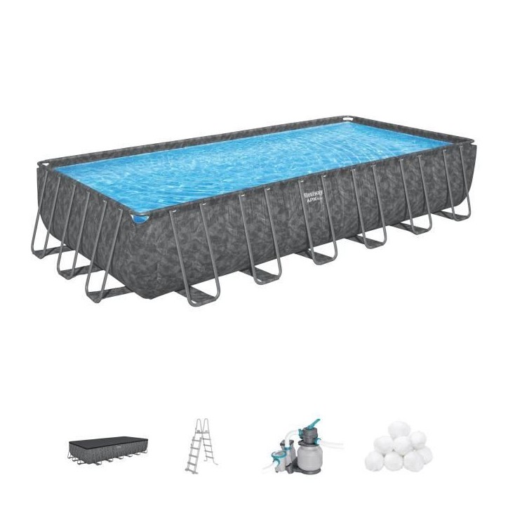 Kit Piscine hors sol tubulaire BESTWAY - APX 365™ - 732 x 366 x 132 cm - Rectangulaire (Filtre a sable, 250 g polysphere, éch
