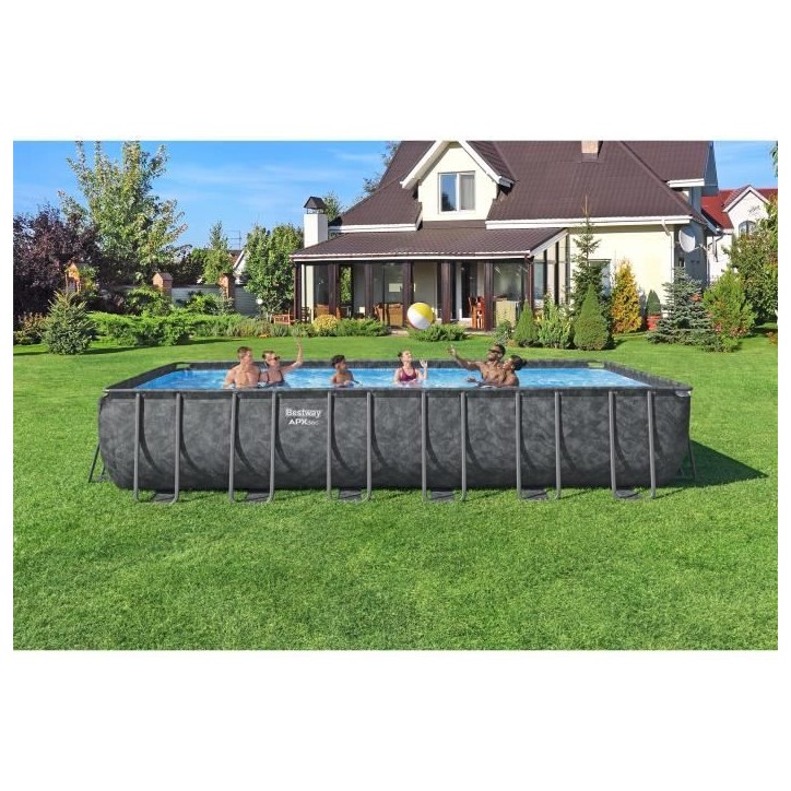 Kit Piscine hors sol tubulaire BESTWAY - APX 365™ - 732 x 366 x 132 cm - Rectangulaire (Filtre a sable, 250 g polysphere, éch