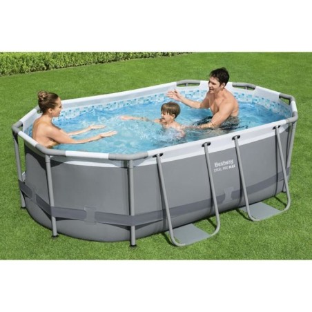 Kit Piscine hors sol tubulaire BESTWAY - Steel Pro MAX™ - 305 x 200 x 84 cm - Ovale (Livrée avev filtre a cartouche et 1 cart