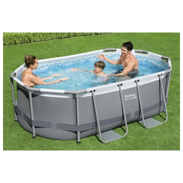 Kit Piscine hors sol tubulaire BESTWAY - Steel Pro MAX™ - 305 x 200 x 84 cm - Ovale (Livrée avev filtre a cartouche et 1 cart Kit Piscine hors sol tubulaire BESTWAY - Steel Pro MAX™ - 305 x 200 x 84 cm - Ovale (Livrée avev filtre a cartouche et 1 cart